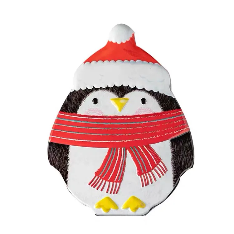 Lovely Festival Gift Box Cookie Candy Biscuits Storage Snowman Shaped Can Christmas Food Tins