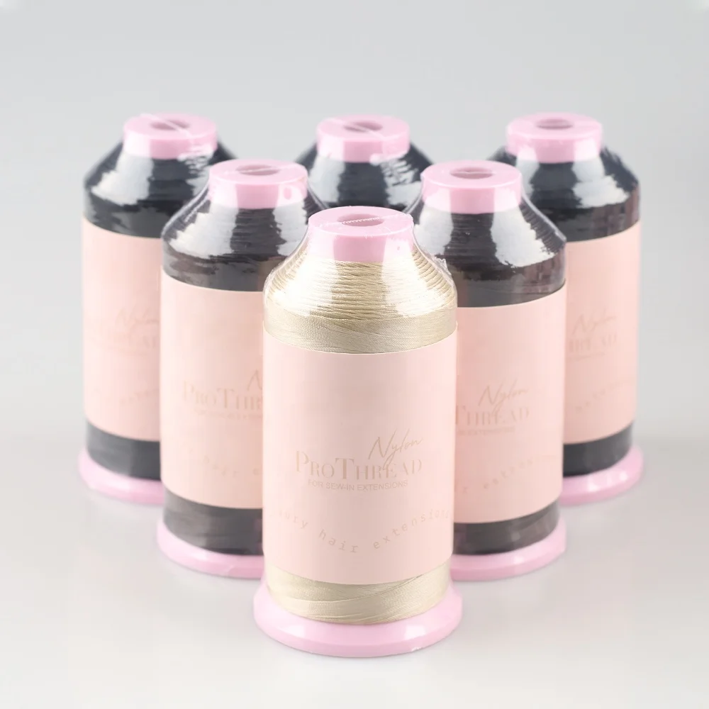 Nylon Bonded Weaving Thread for Hair Extensions Pink Color Sewing Thread