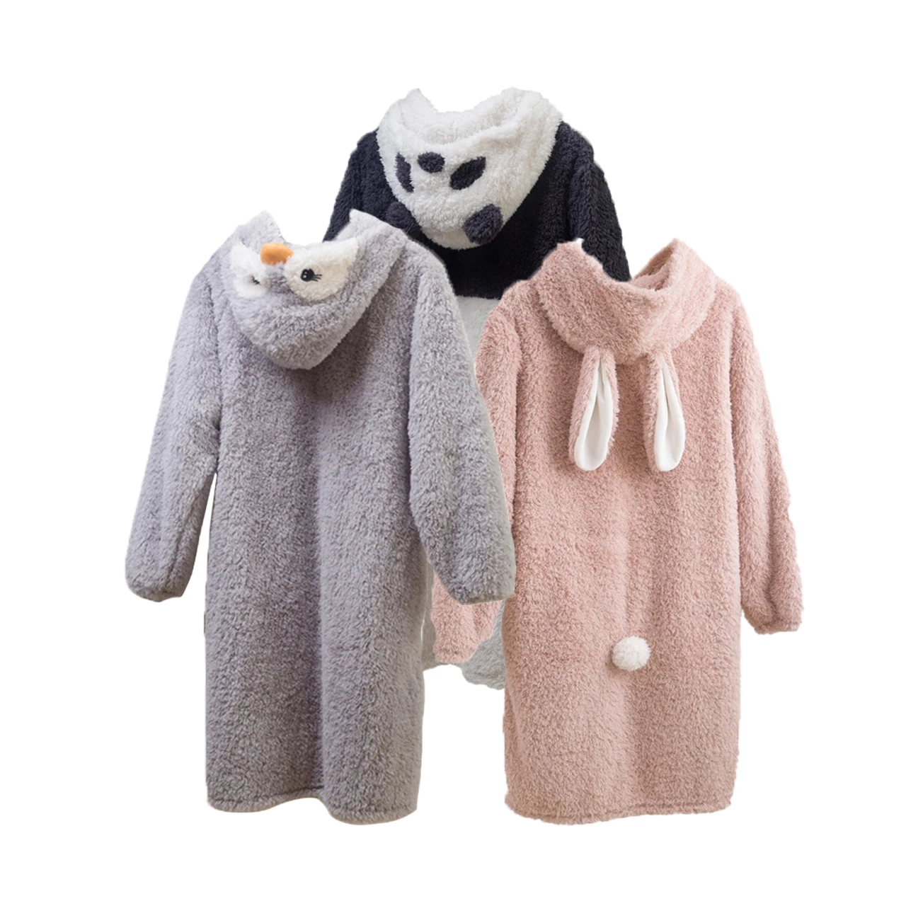 Warm Fleece Low MOQ  OEM ODM Animal Cartoon Bathrobe  Sweatshirt Blanket