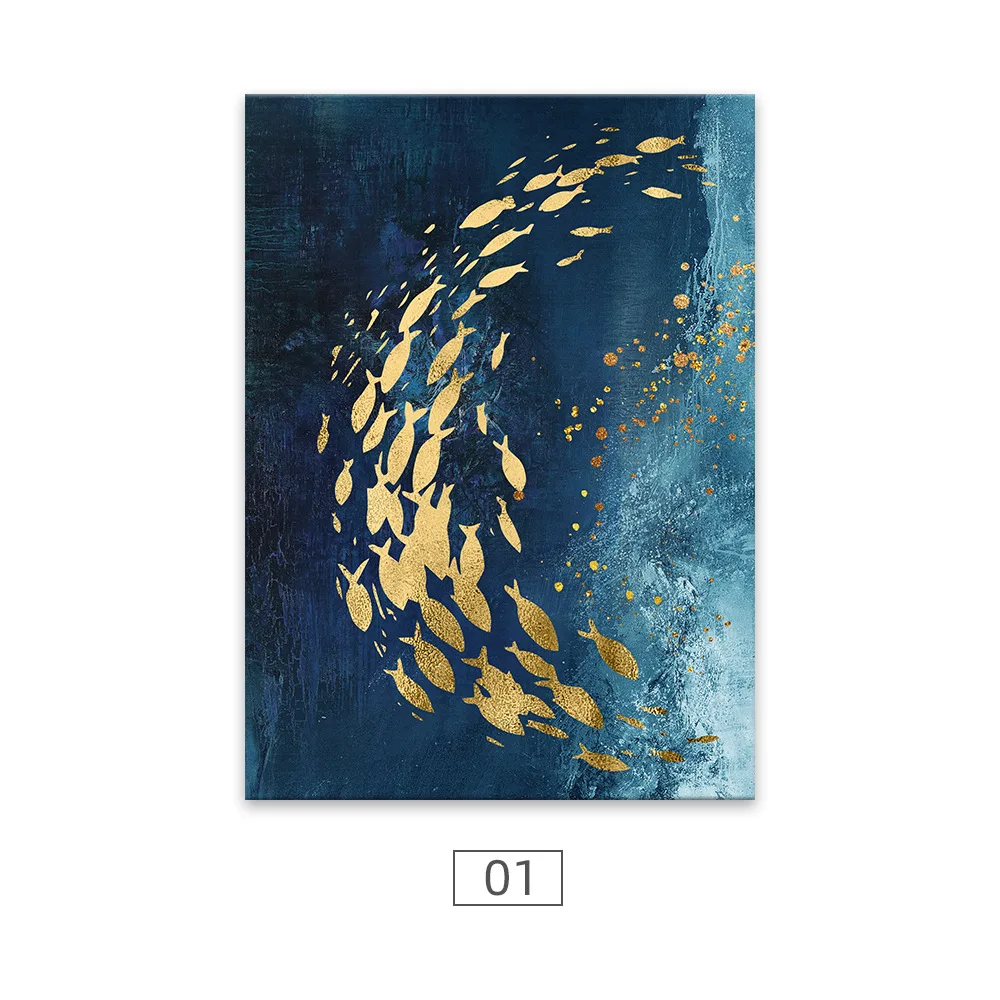  Modern Frameless Deep Sea Fish Printing wall art home decoration 2 living room picture
