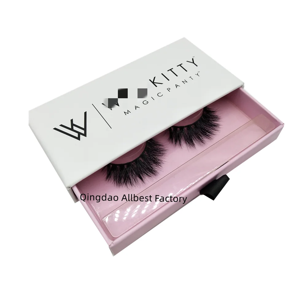 Wholesale Luxury Custom printed LOGO new handbag pair eyelash box pull box eyelash packaging box white
