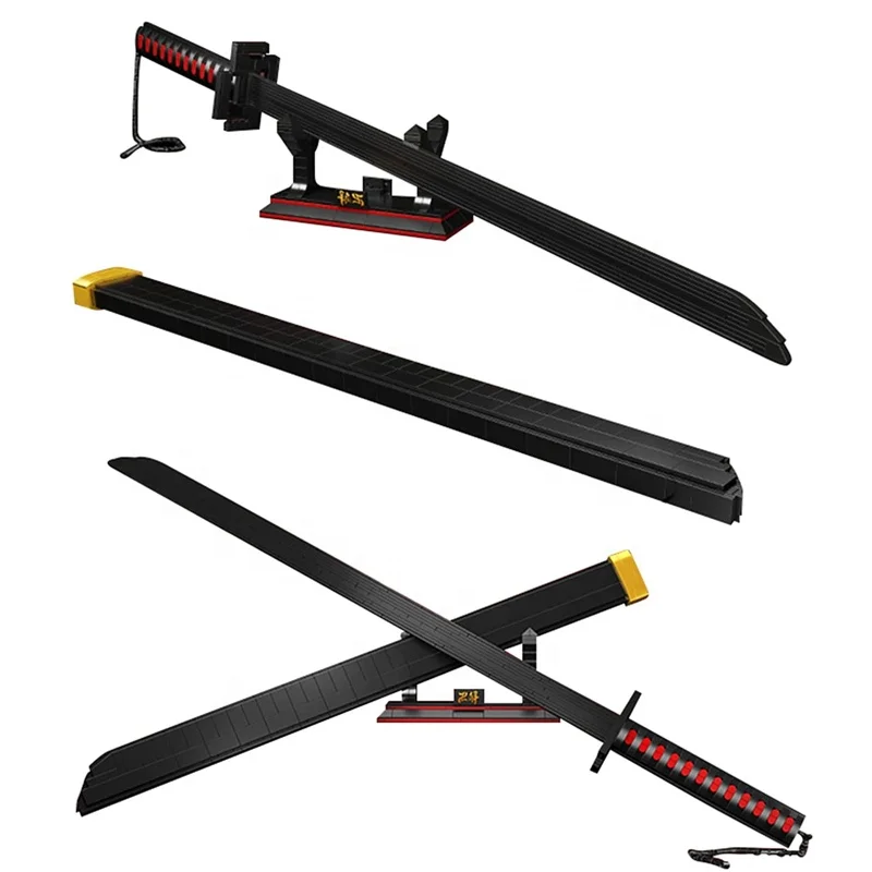 936Pcs Demon Slayer Model Building Block Sets Zanpakutou Weapon Sword with Scabbard and Stand Legoed Compatible Gift For Kids
