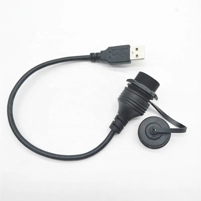 Round Single Port USB 3.0 Panel Flush Mount Extension Cable with Buckle for Car Truck Boat Motorcycle Dashboard