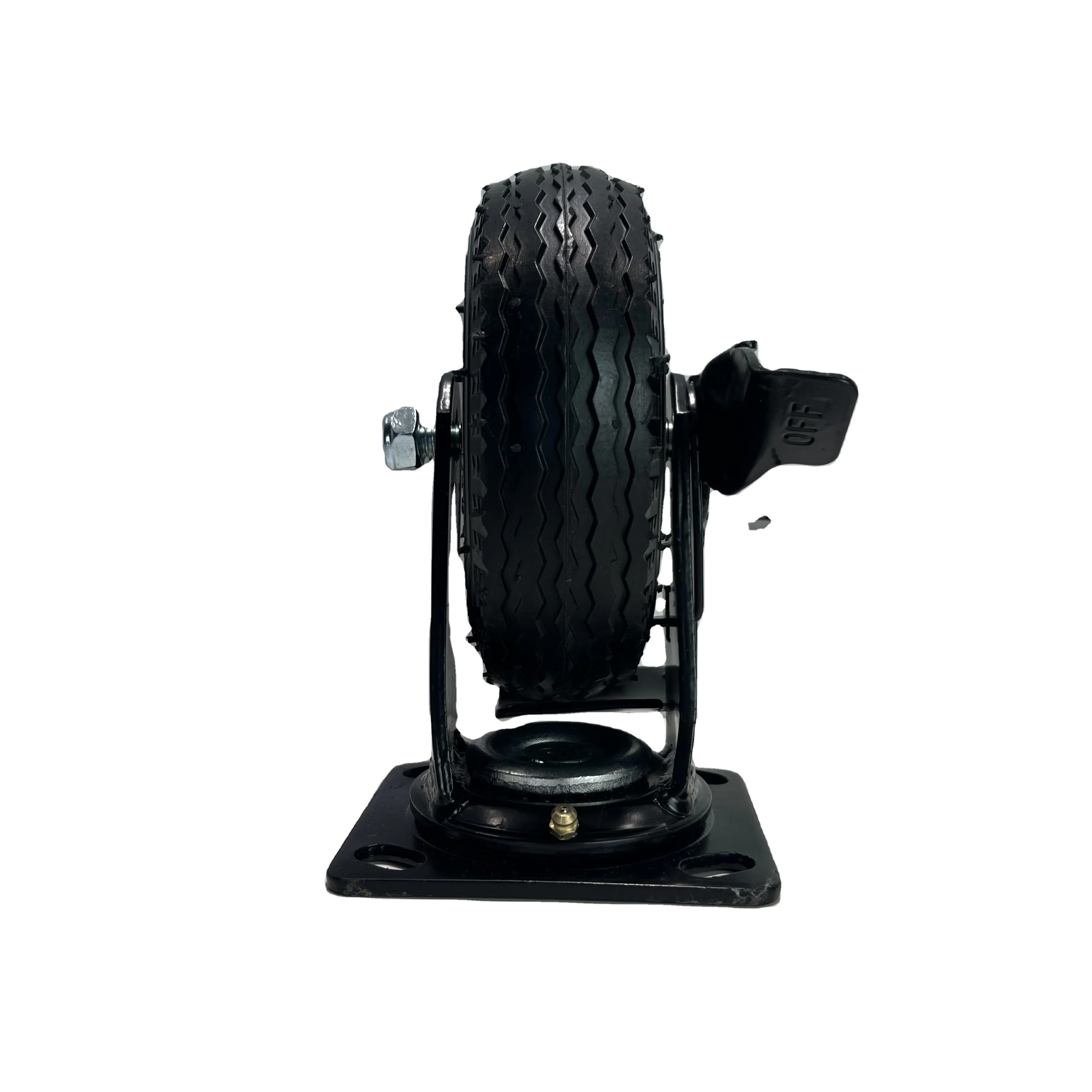 New 6*2 6 Inch swivel fixed Casters solid PU Wheel  Flat Free Industrial wheelWith Side Brake For Trolley Hand Cart