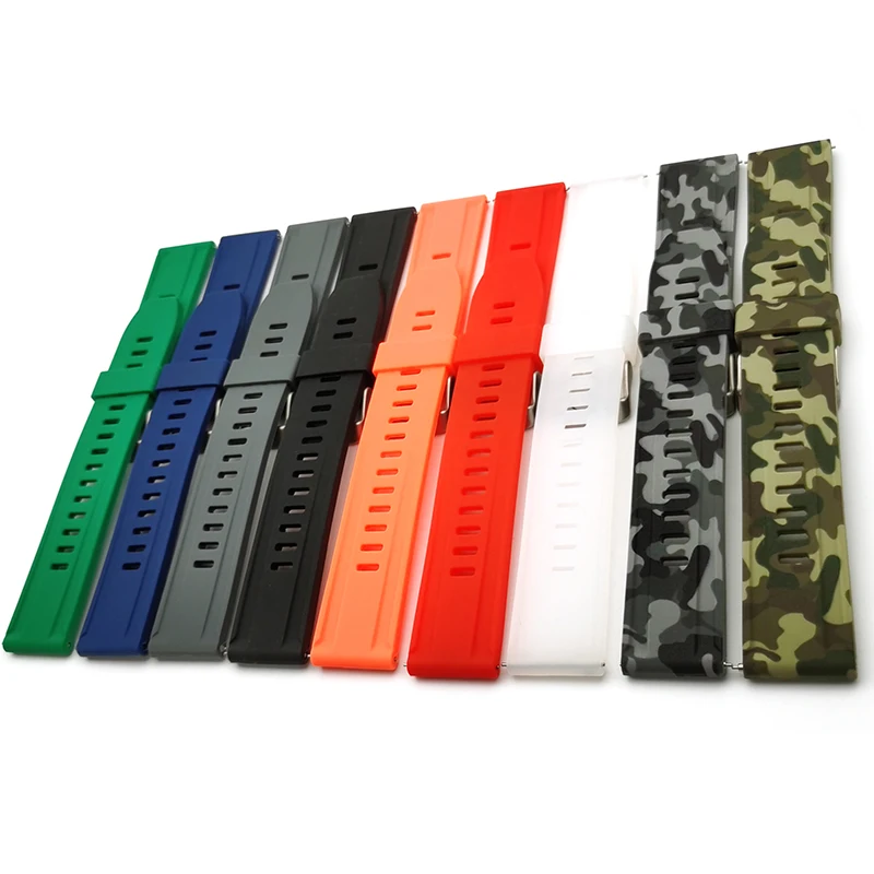 
18 20 22 24mm for band straps watch strap silicon rubber have Black Red Orange Blue Green & Gray 