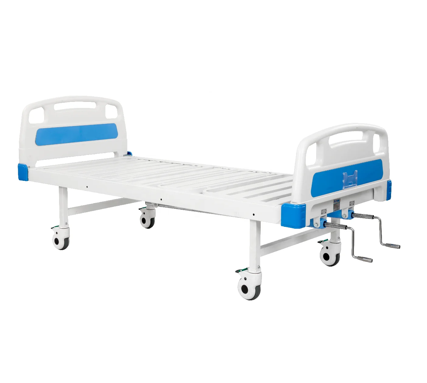 MT MEDICAL high quality 2 cranks double-functions mobile manual hospital patient beds