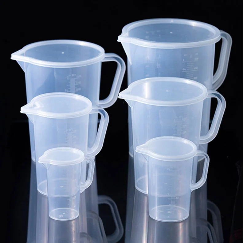 250ml 500ml 1000ml 2000ml 3000ml 5000ml Graduated Reusable Paint Mixing Measuring PP Plastic Cups Pyrex with Handle w Beaker