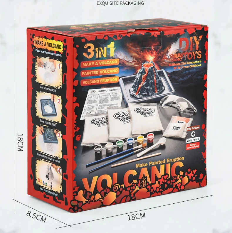 3 in 1 Magic Volcano Eruption Experiment Toy Kids Diy Science Kits Education Toys For Kids