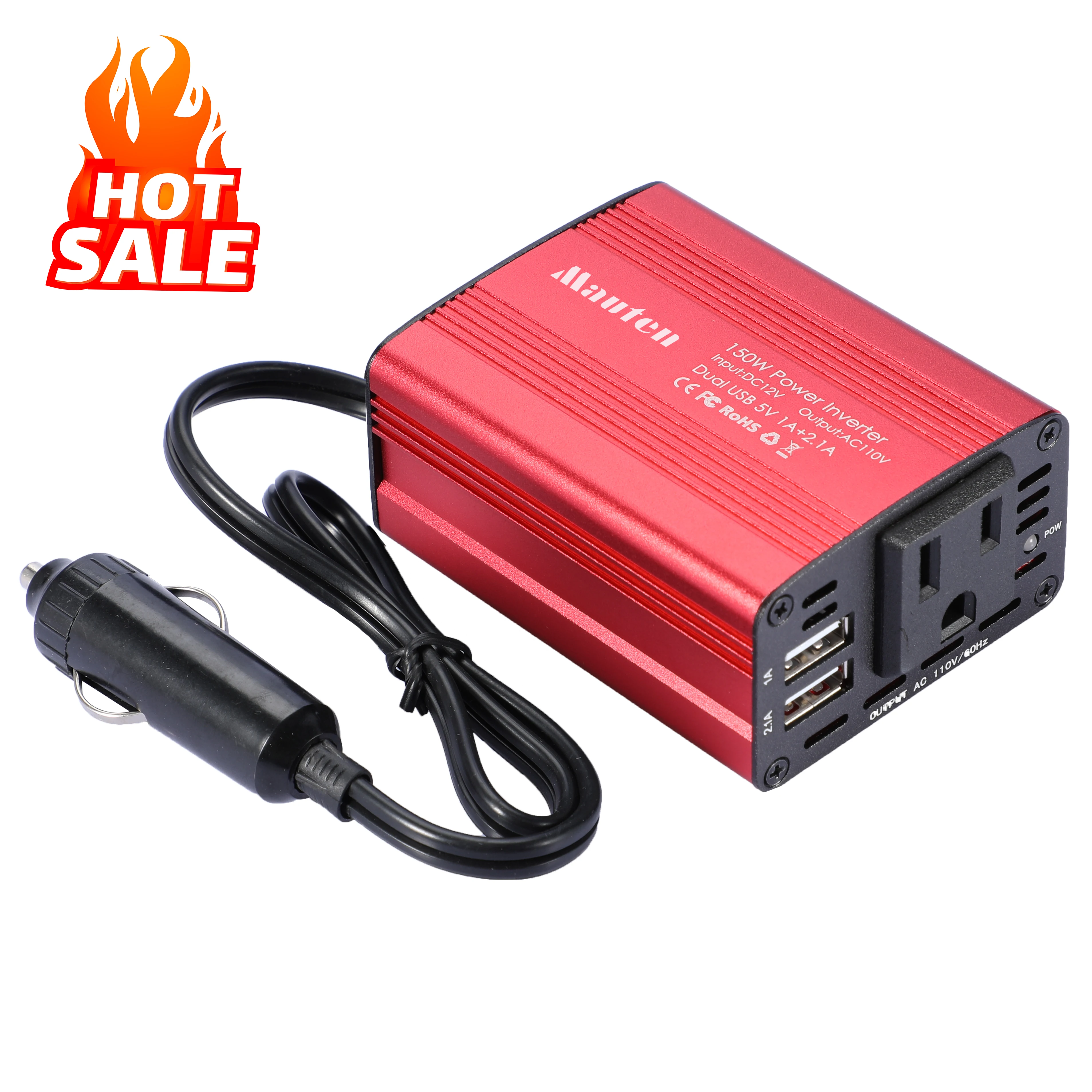 Hot sales DC 12V to AC 110V 220V 150W Inversor Power Converter Car Lighter Port Inverter Car For Phones And Laptops