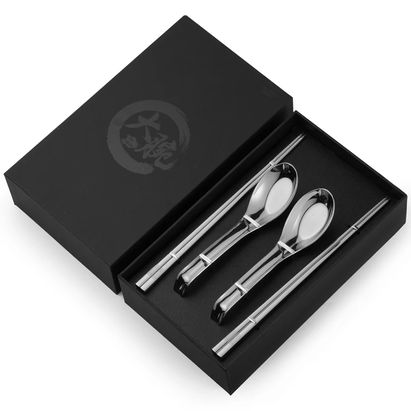 
Reusable Metal Chopsticks with Asian Soup Spoons ,Laser Personalized Classic Soup Spoon and chopsticks 