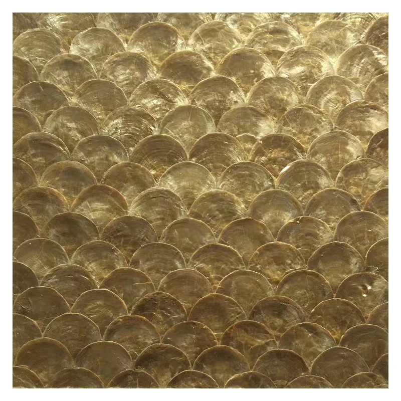 Gold Yellow Mother Of Pearl Sea Shell Mosaic Tile For Kitchen Backsplash