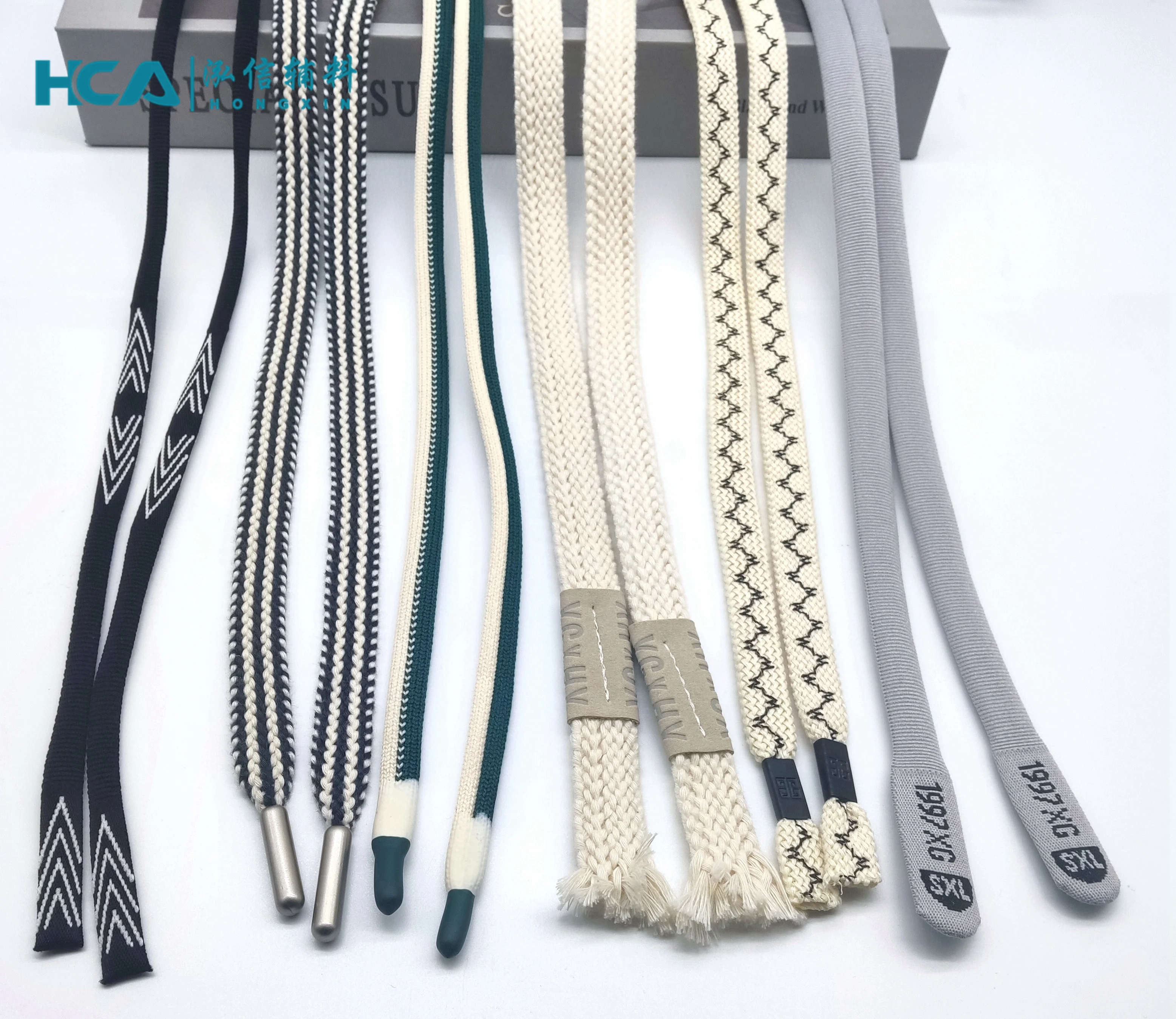 Custom Hoodie Polyester Braid  Drawstring Cord silicone Drawcord Draw Cord with metal tip  for Garment  Pants
