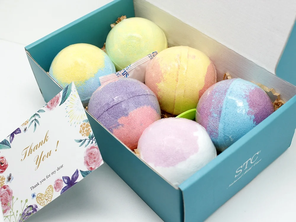 Organic private label natural handmade bath fizzer  rich bubble  spa relaxing  rainbow bath bomb  gift set