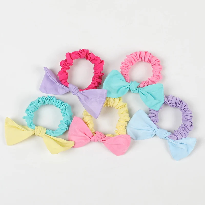 ins girl heart hair rope sweet and versatile small intestine simple sen system candy color bow hair ring