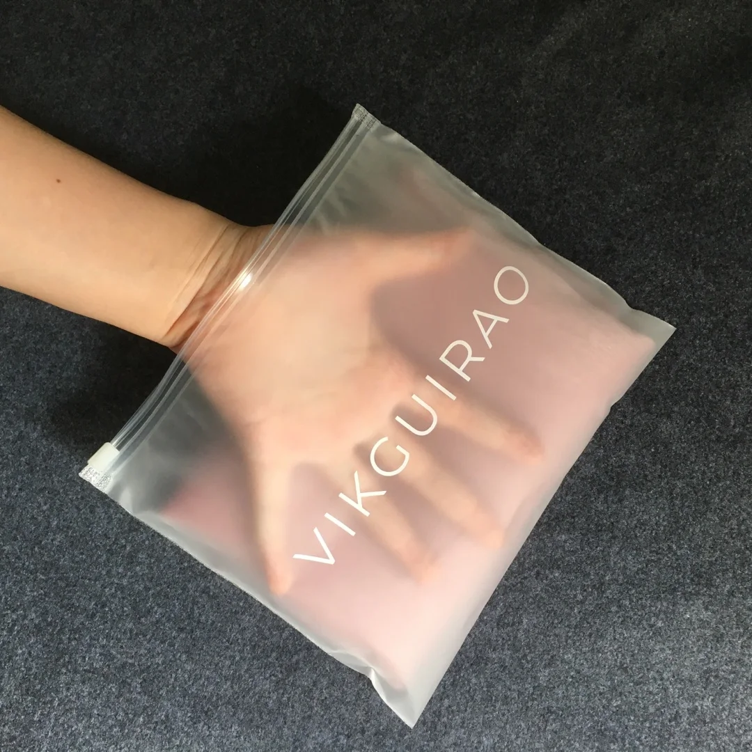Bikini Packaging Bags biodegradable Custom Printed Swimwear Packaging Frosted Ziplck Bags Clear Zipper Bag with zipper