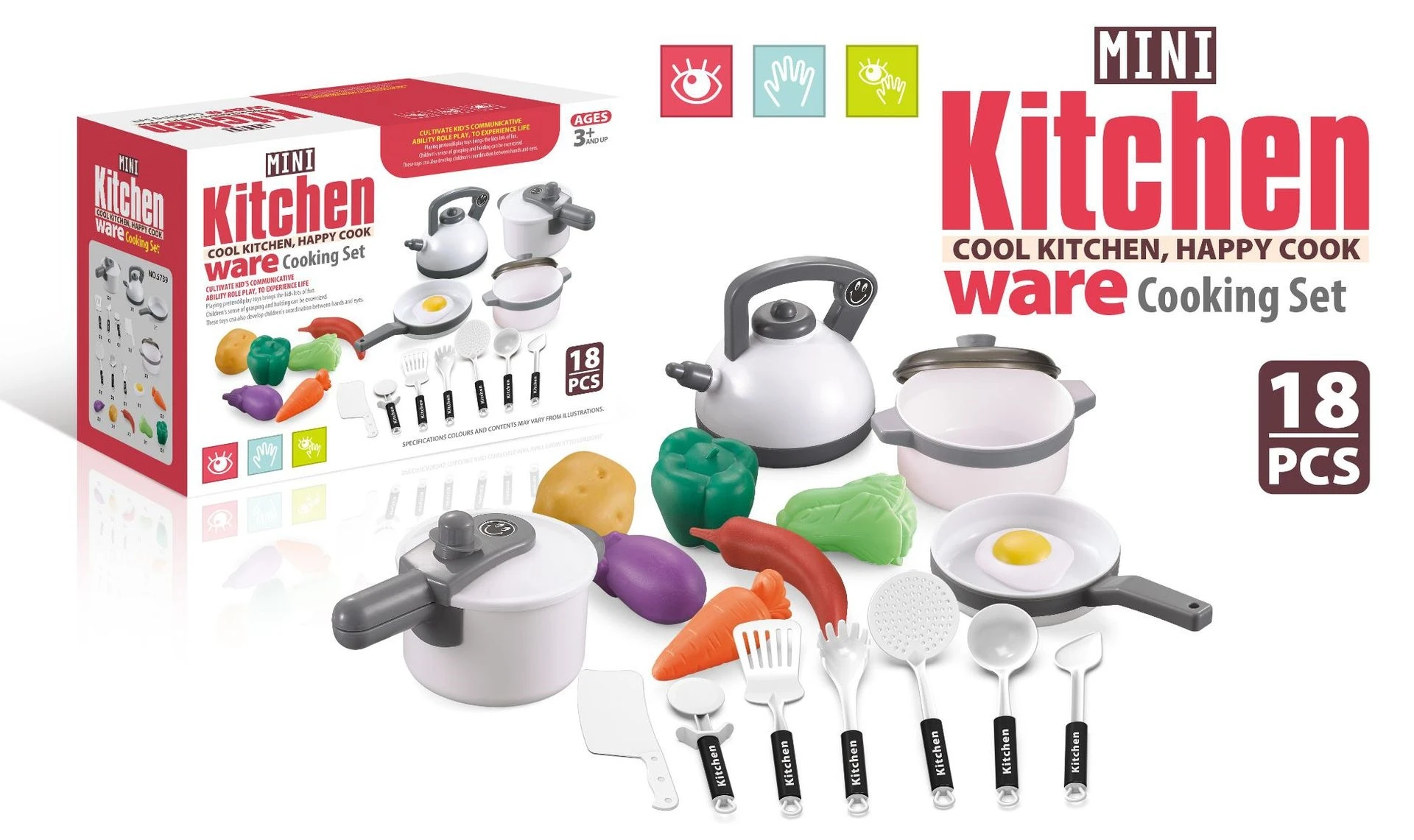 Play Kitchen Accessories Toys Set Cookware Pots Kids Pretend Play Cook Game Toy Cookware Set with Fruit Vegetable Toys