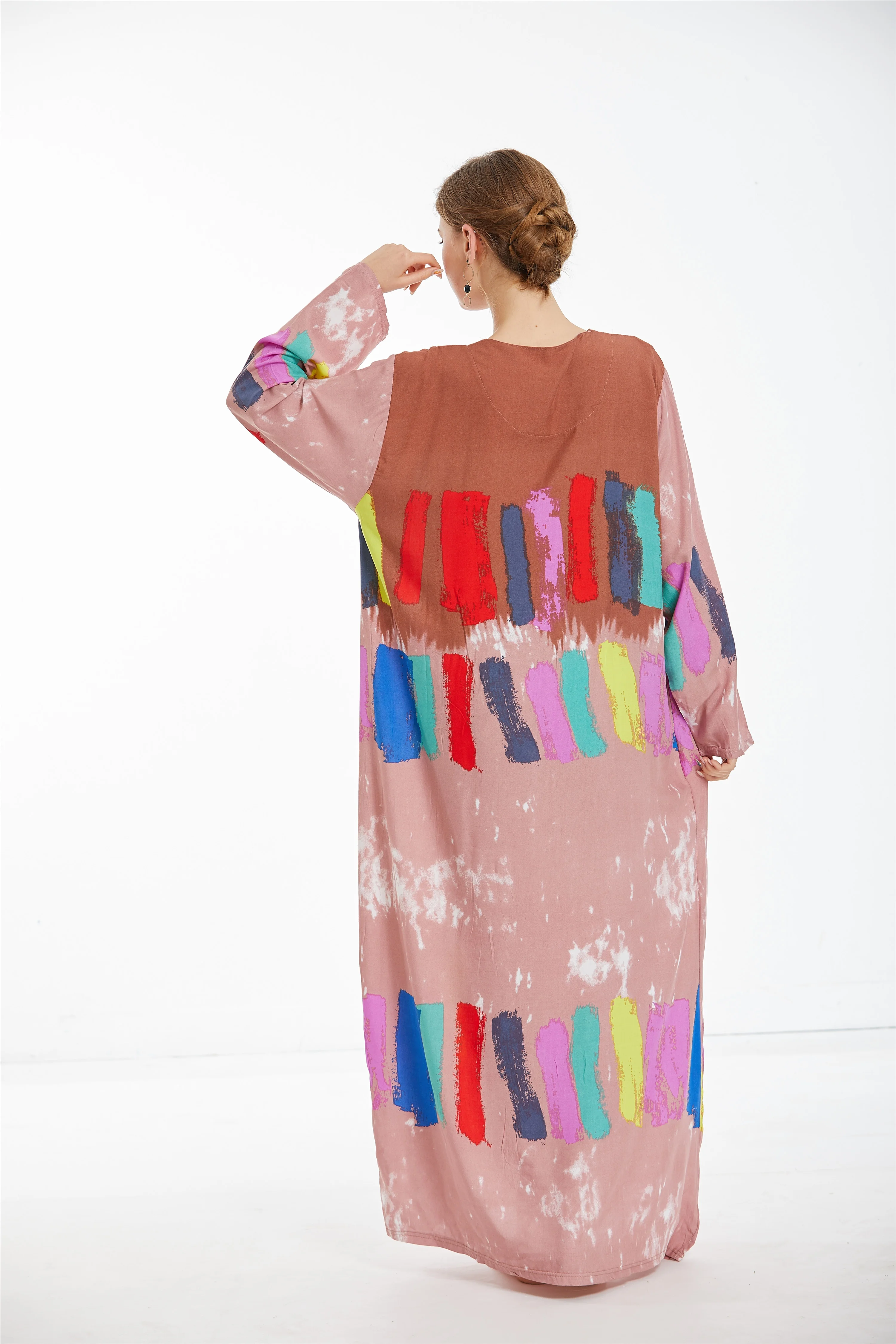 Latest cute colorful casual gown fashion maxi dress Middle East arab robe for women