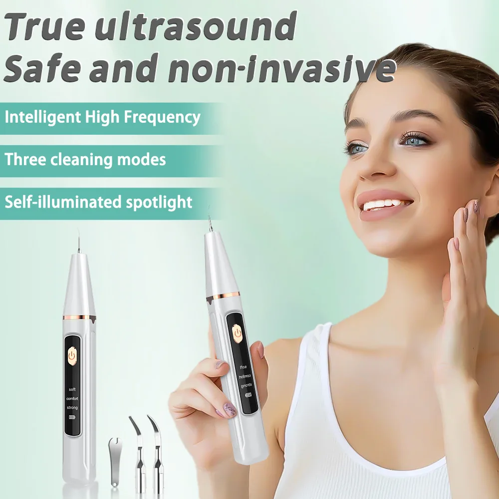 Ultrasonic Dental Cleaner Electric Teeth Cleaner Kit Dental Ultrasonic Calculus Remover Machine Tooth Stains Tartar Removal Tool