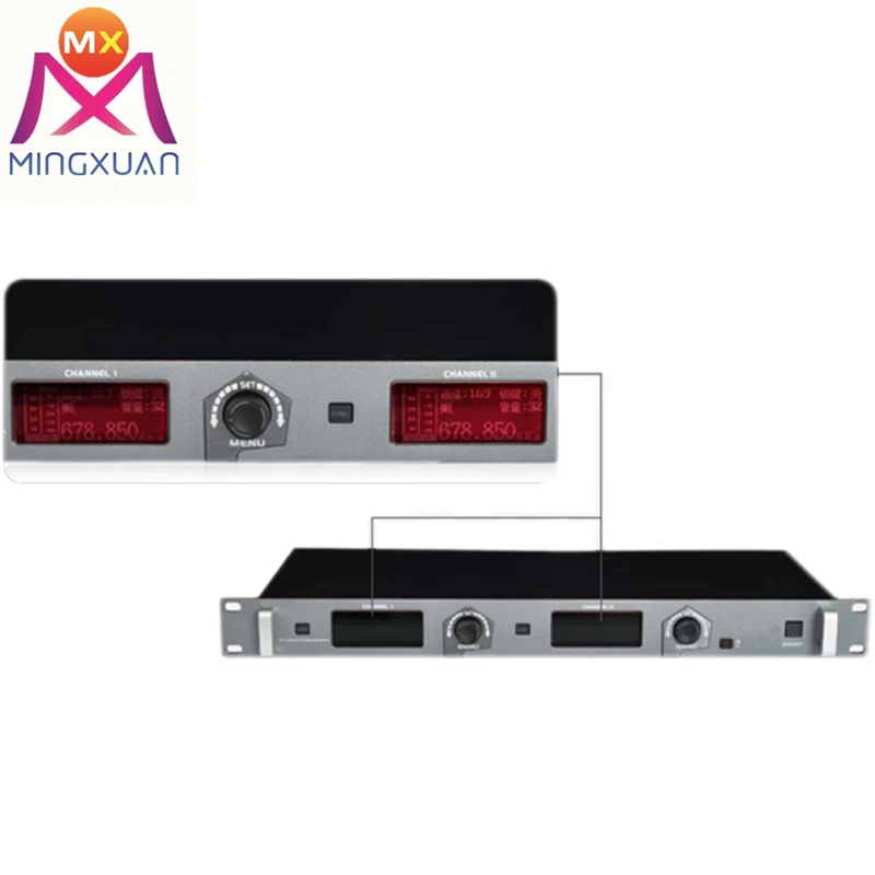 Receiver Handheld UHF Mic professional uhf dual channel wireless microphone system