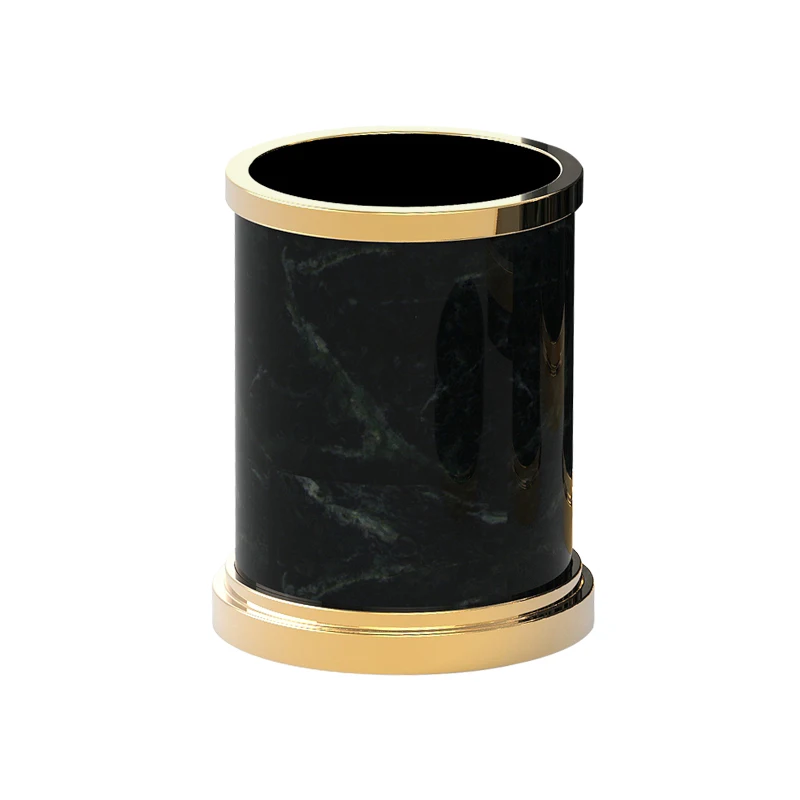 Resin Custom Bathroom Set Lotion Dispenser Soap Dish Toothbrush Holder Home Decor Black Gold Polyresin Bathroom Accessories Set