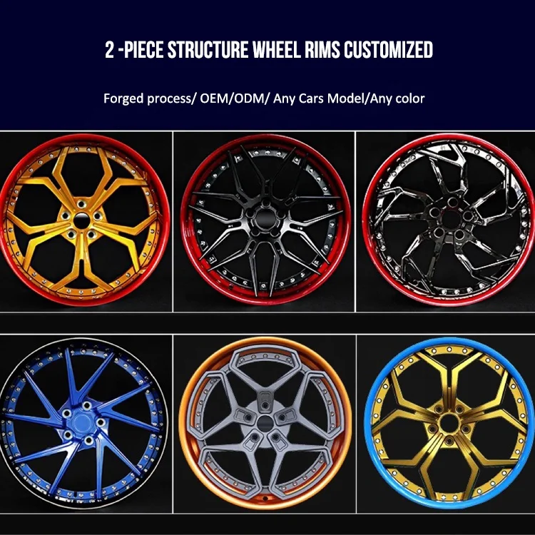 China Alloy Wheels Factory Wholesale Custom 18 19 20 22 inch  Two piece Luxury / Off road /Racing Car Forged Wheel Rims