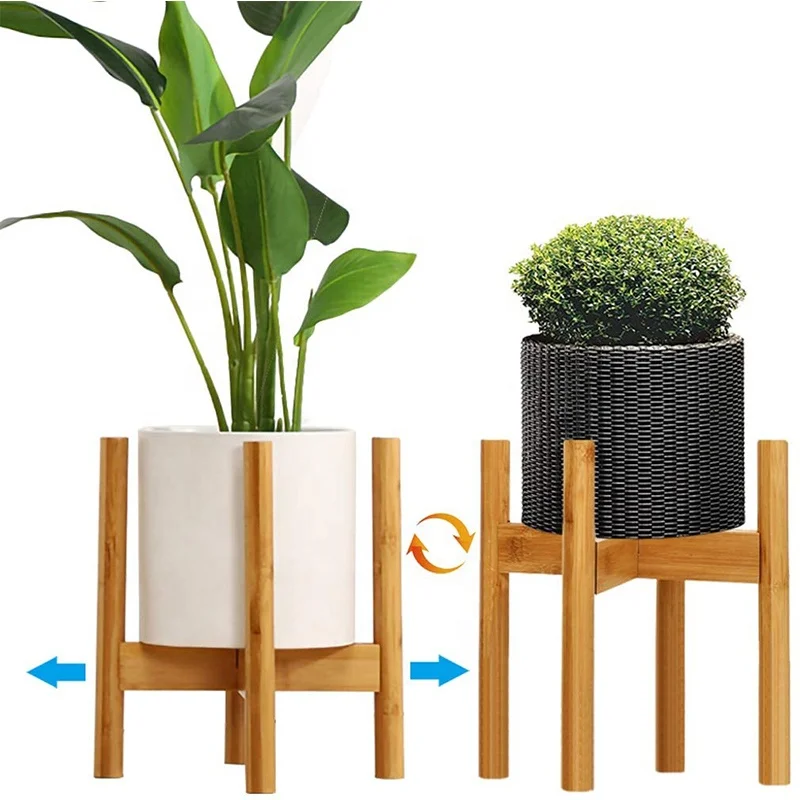 Plant Stand Flower Pot Holder,Indoor Bamboo Mid Century Modern Plant Holder Display Rack for House Plants, Home Decor