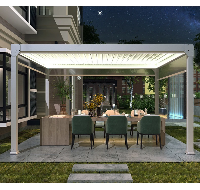 Modern garden 5x5 outdoor prefabricated patio gazebo adjustable sunshade roof pergola Bioclimatic retractable