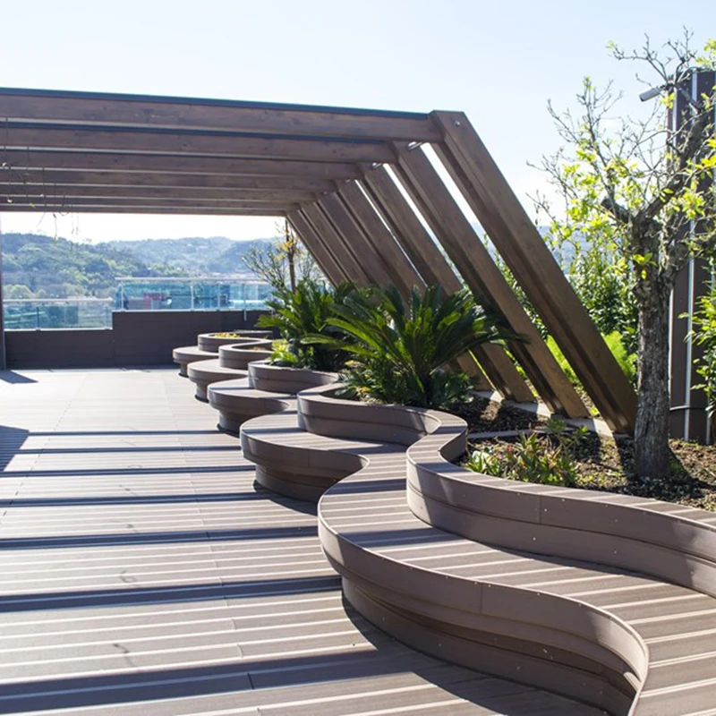 LYW Difficult Distortion Environmental friendly swimming pool deck floor composite wpc decking floor