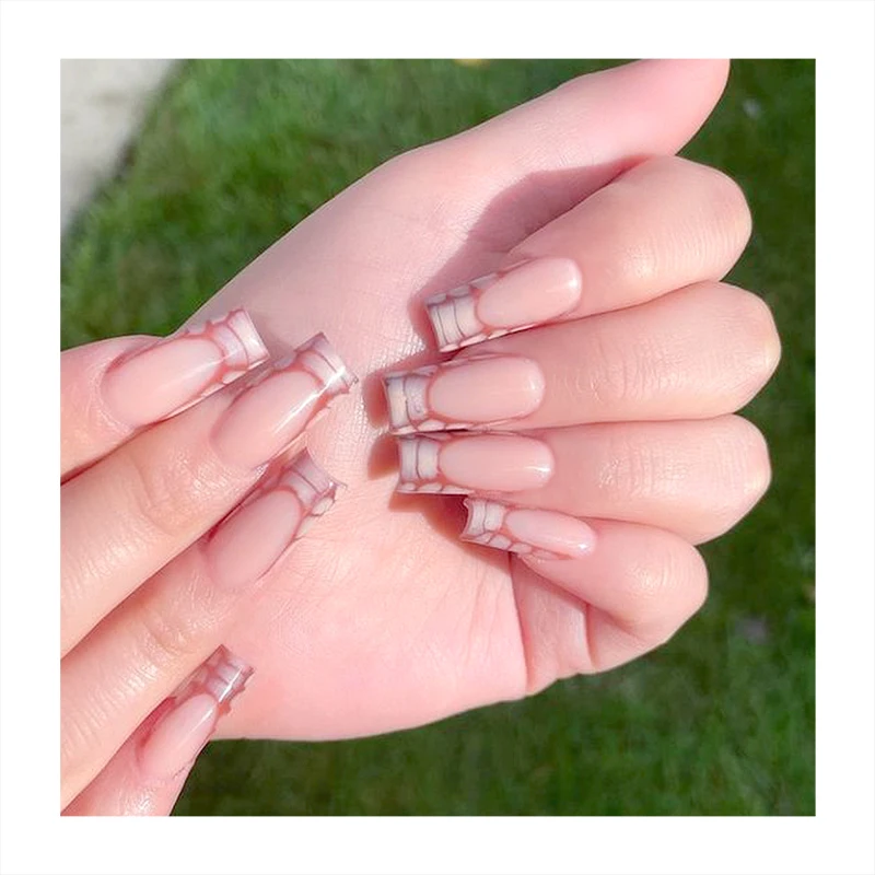 Hot Selling Long Almond Luxury Fingernails Transparent Nail Tips Free Custom Music Symbol Love Pattern Fashion Press On Nails