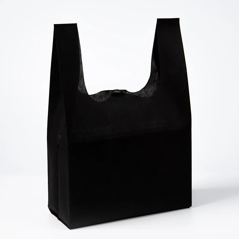 Custom recycle supermarket w cut non woven shopping bag t-shirt non woven bags