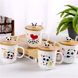 Christmas Cartoon Cup Creative Ceramic Cup Custom Wood Cover Mug Fashion Office Coffee Cups