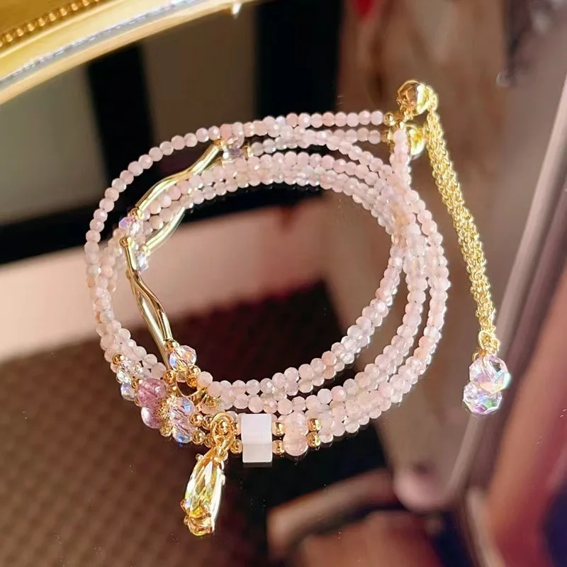 high quality sunstone 3 loops  bracelet Genuine Gemstone Crystal Stone spiritual Bead Bracelets