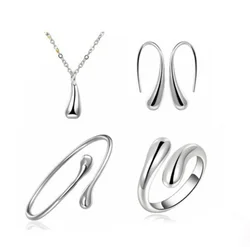 Fashion Elegant Silver Jewelry Sets Kolye Earrings Bracelet Jewelry Set For Women Girls