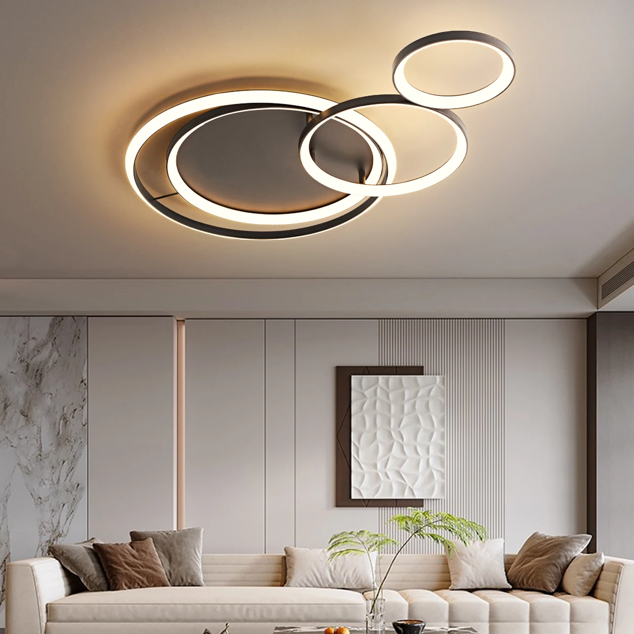 Custom Lighting Living Room Hotel Project Iron Aluminum Round Modern Ceiling Chandelier Led Circle Ring ceiling Light