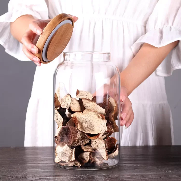 Wholesales large home high borosilicate glass jar candle jar with wooden lid