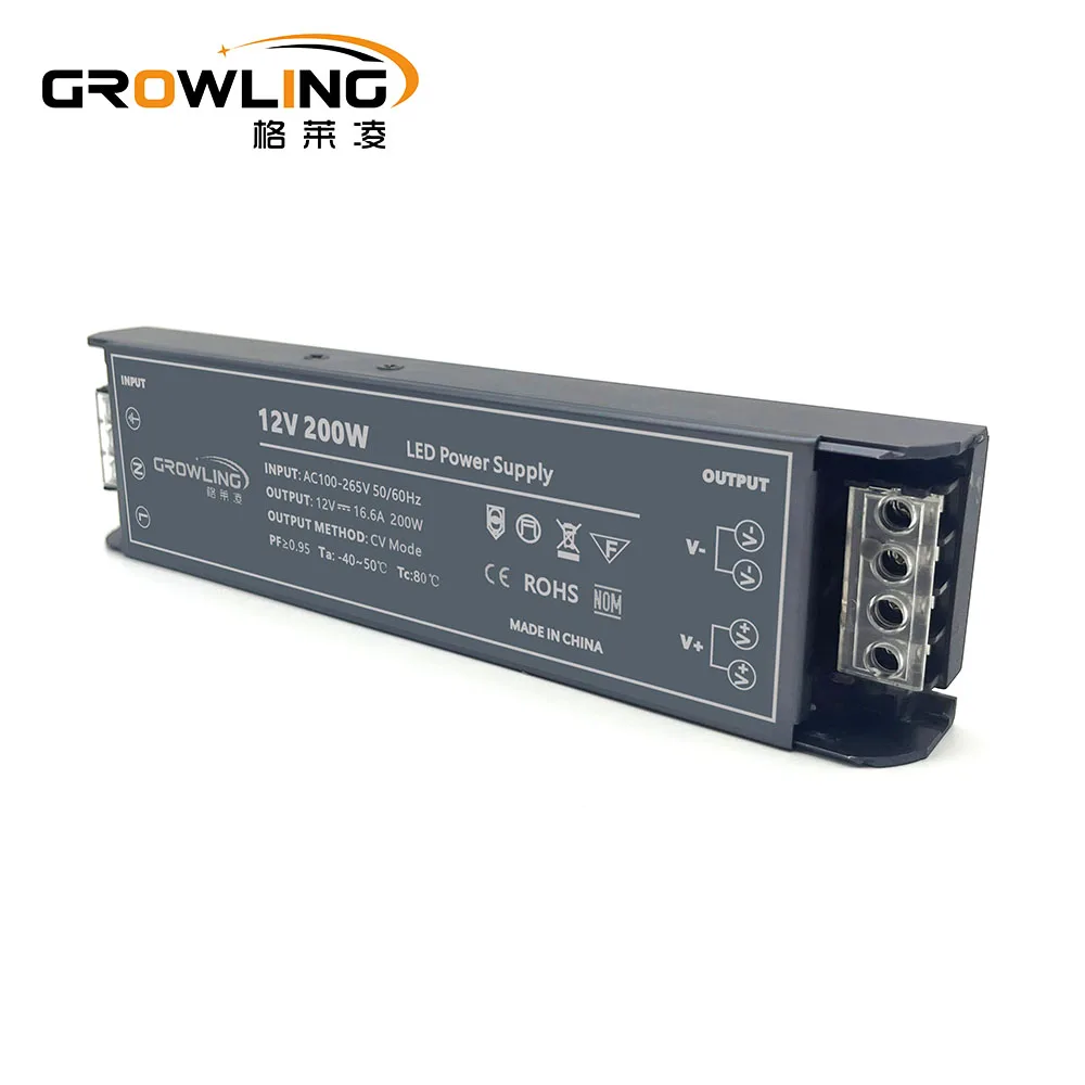 Growling pf0.95 ip20 smps 24v led driver 200w power supply for led strip