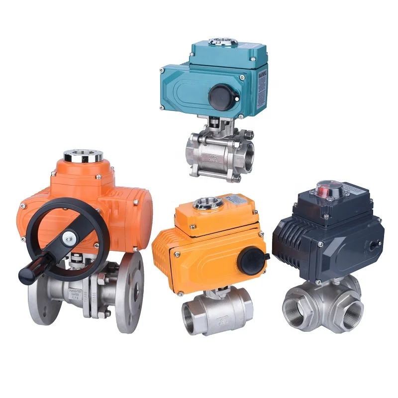 ISO521Quater Turn 3 Piece Stainless Steel Motorized Waterproof Electric Actuator  Ball Valves