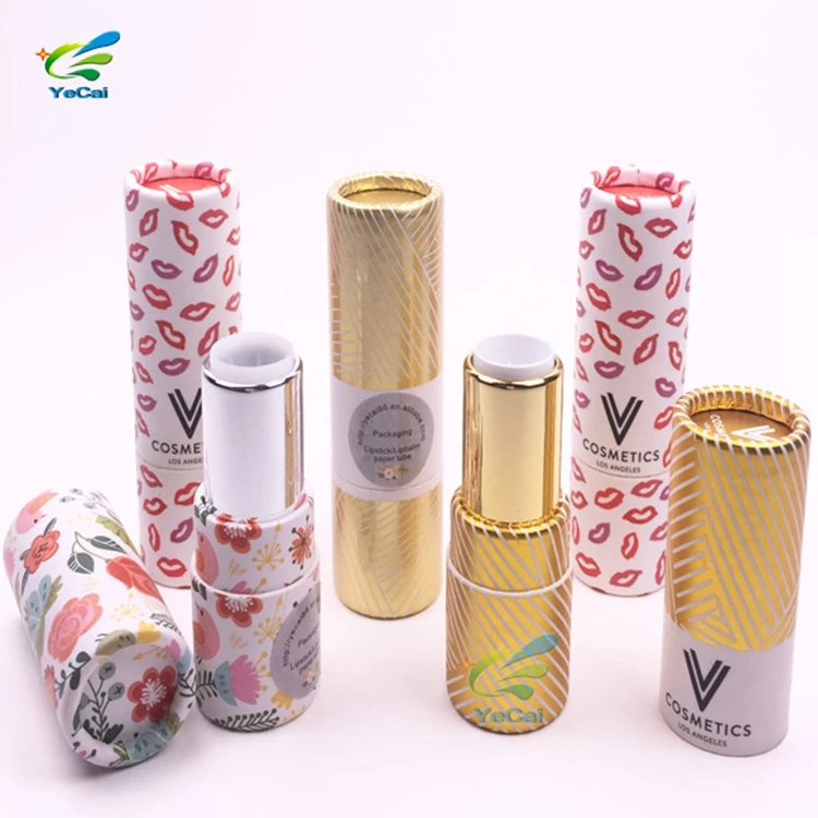 Sustainable paper tube alternatives for fragrance balm casing Personalized circular makeup packaging Round Paper lipstick tube