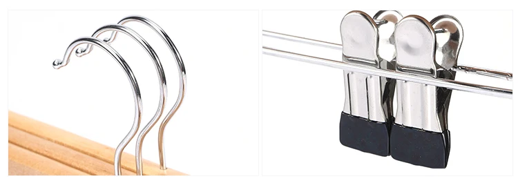 2021 Hot Solid Wood Deluxe Wooden Pants Hanger with Metal Clips Hanger Factory