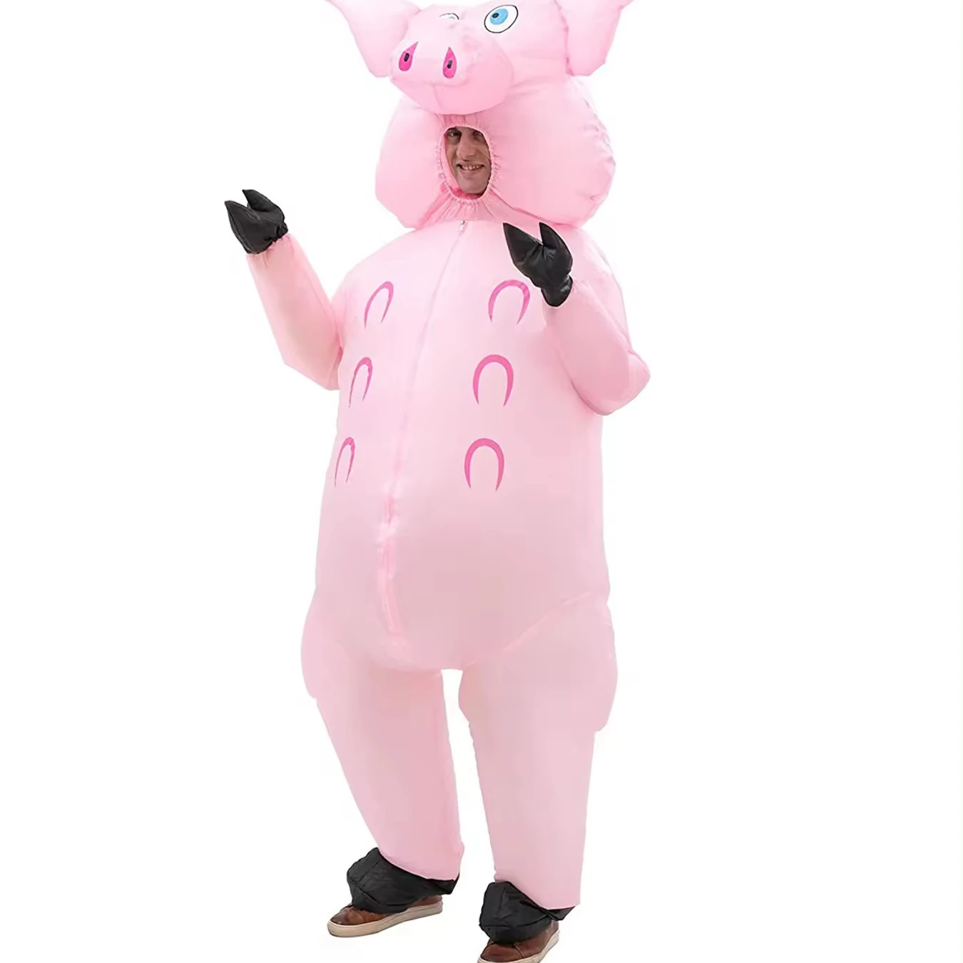 a Funny Animal Design Cute Pink Pig Inflatable Unisex Costume for Adults Happy Halloween Party party novelties