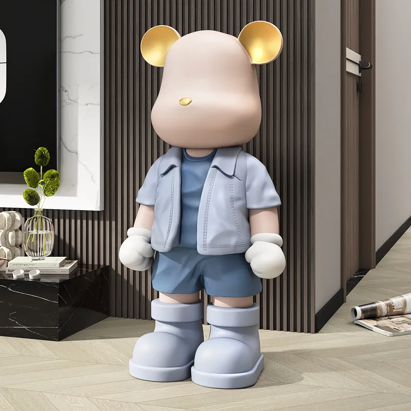 Custom Net Red Violent Bear Big Ornament Living Room Floor Modern Home Accessories Glass Fiber Material Crafts Sculpture