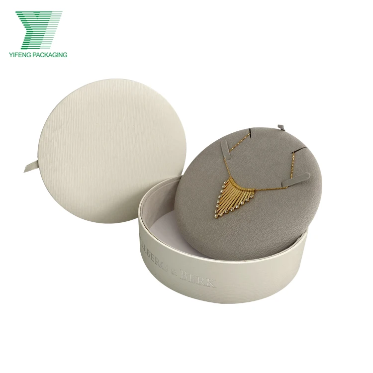 Custom PU leather cardboard box containers paper tube cylinder gift packaging flat edges jewelry box packaging lid with ribbon