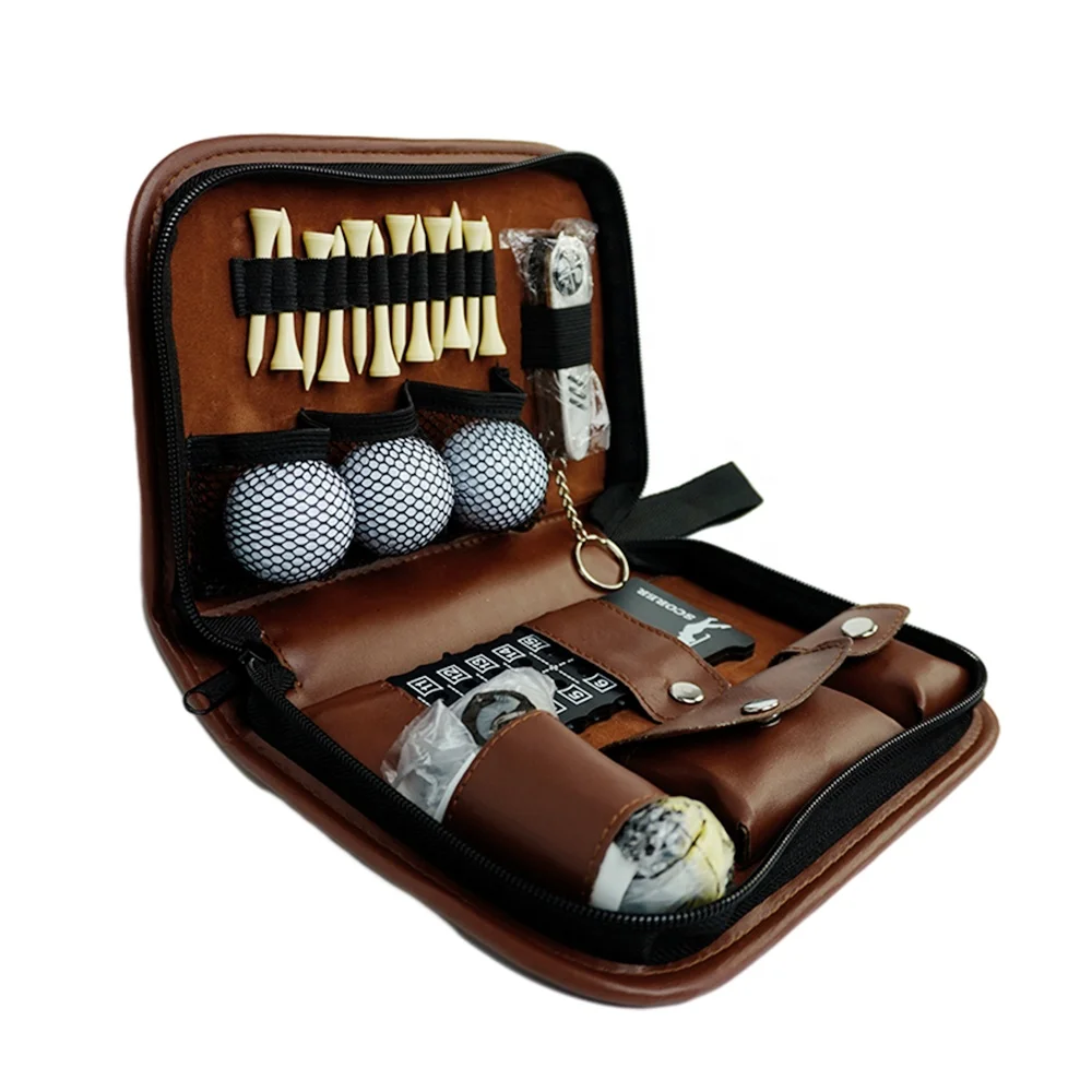 Factory Custom Golf Gift Box Tool Pu Bag Golf  Accessoires Kit Tee Ball Cleaning Brush Rangefinder Clip Scoreboard