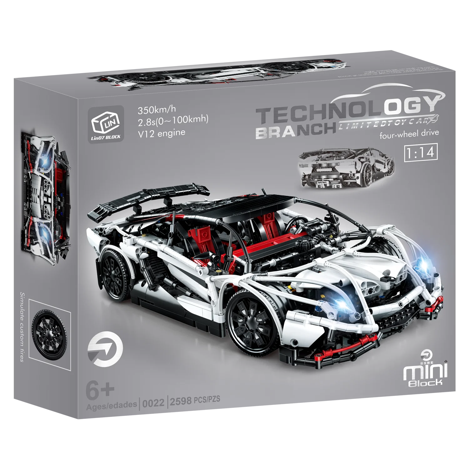 2598pcs 1:14 legoinglys technic for technical Simulation sports car building blocks bricks sets