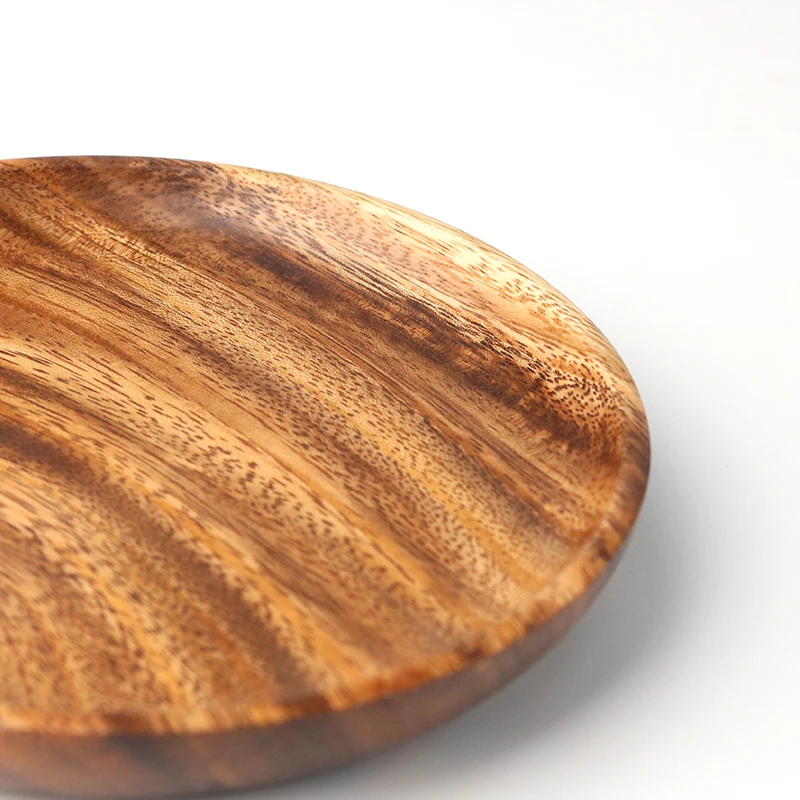High Quality Acacia Wooden Round Serving Trays,Home Food Plate