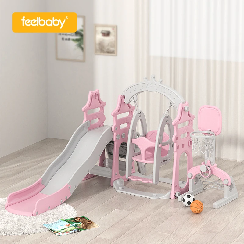 Feelbaby Wholesale Toddler High Quality Indoor Baby Plastic Sliding Toys Kids Slides For Children Playground And Swing Play Set
