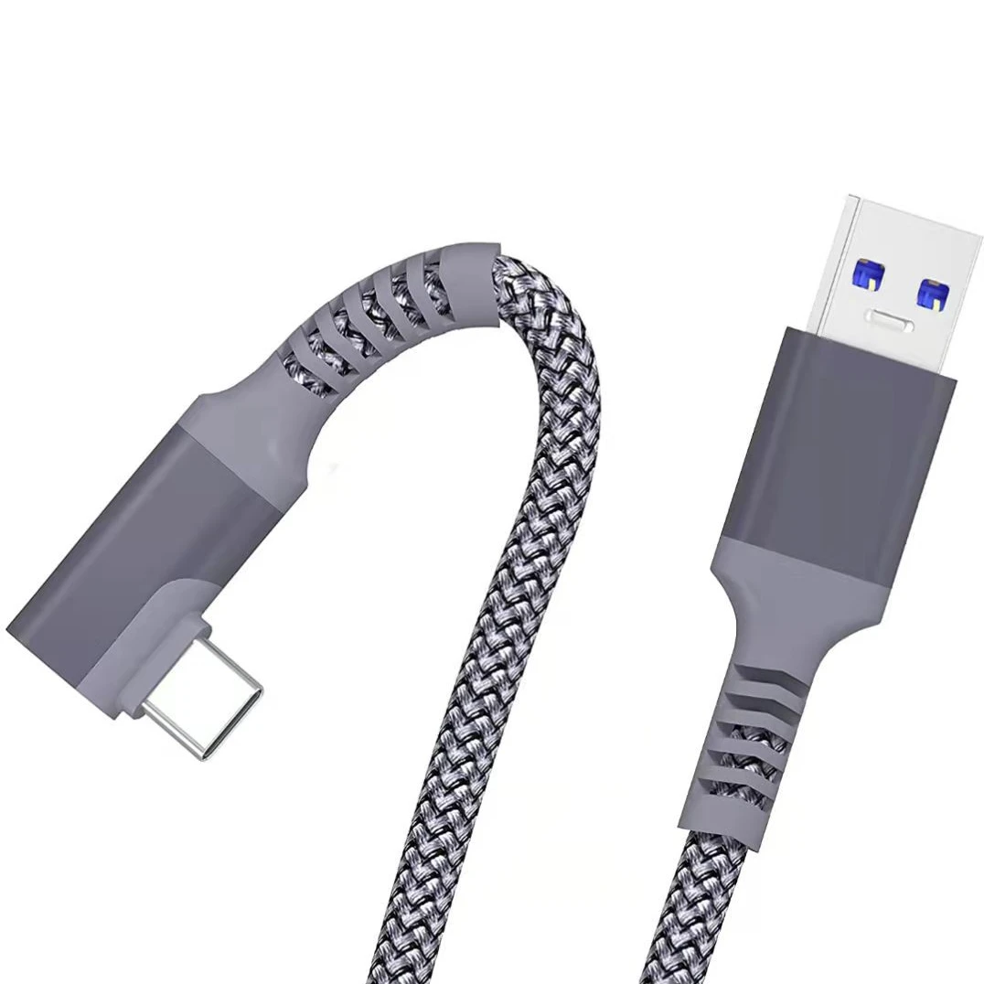 OD 4.8 3M 5M 6M Nylon Braided Right Angle Link Cable USB to C for Cellphone PC VR Headset Fast Charging for VR Oculus Quest 2