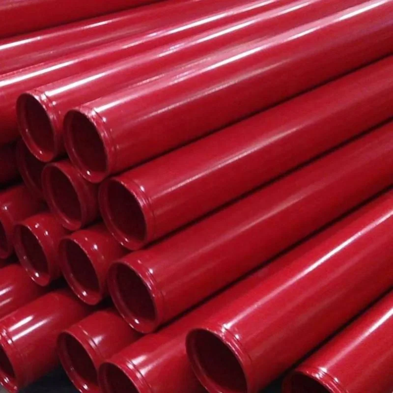 ASTM A53 A795 ERW red painted 5.8m 6m fire fighting steel pipe with threaded and grooved ends