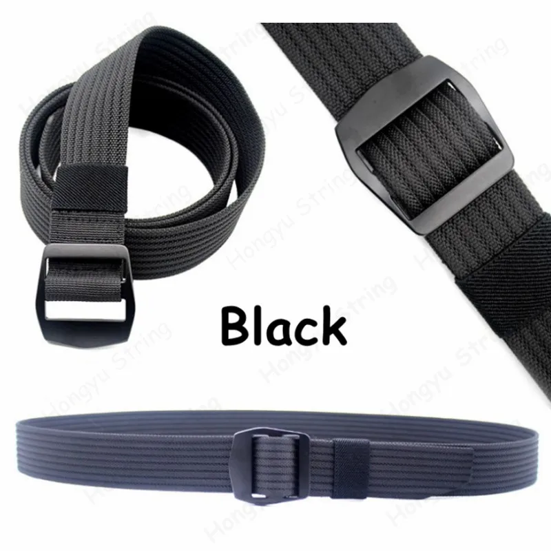 Colorful  Flat Braided Webbing Mens Canvas Belt  With Black Buckle