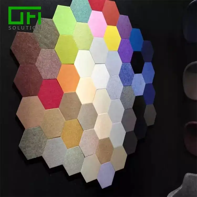 Acoustic Panels Wall Soundproof Fireproof PET Hexagon Panels For Office Meeting Room